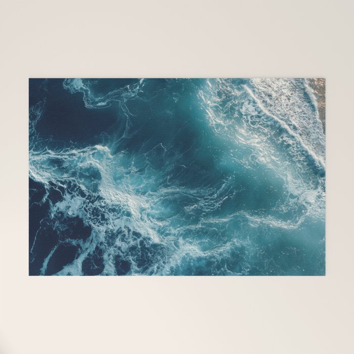 Celestial Currents Aerial Abstract of Ocean Foam Welcome Mat Gallery Image 1