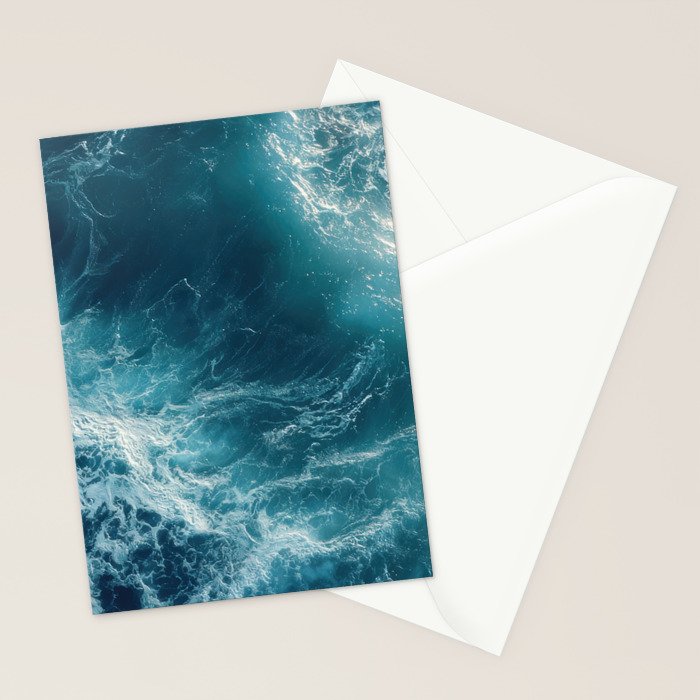 Celestial Currents Aerial Abstract of Ocean Foam Stationery Card Gallery Image 2