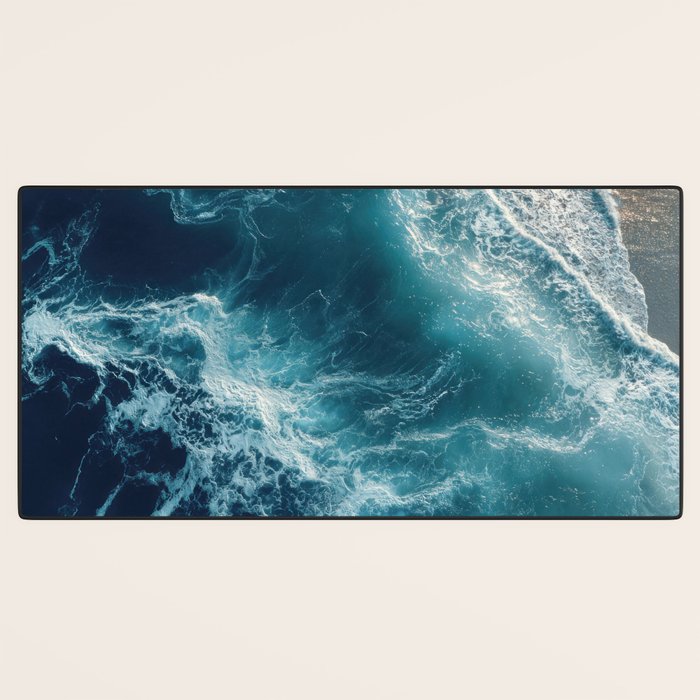 Celestial Currents Aerial Abstract of Ocean Foam Desk Mat Gallery Image 3