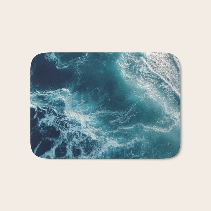 Celestial Currents Aerial Abstract of Ocean Foam Bath Mat Gallery Image 1