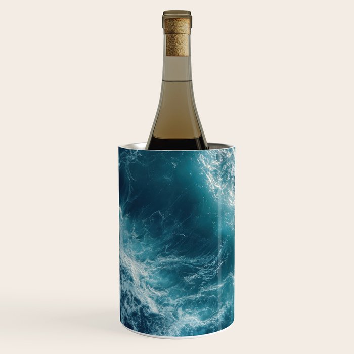 Celestial Currents Aerial Abstract of Ocean Foam Wine Chiller Gallery Image 1