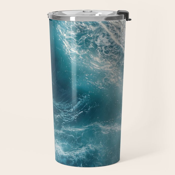 Celestial Currents Aerial Abstract of Ocean Foam Travel Mug Gallery Image 2