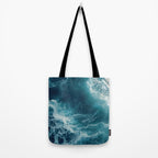Celestial Currents Aerial Abstract of Ocean Foam Tote Bag Gallery Image 2