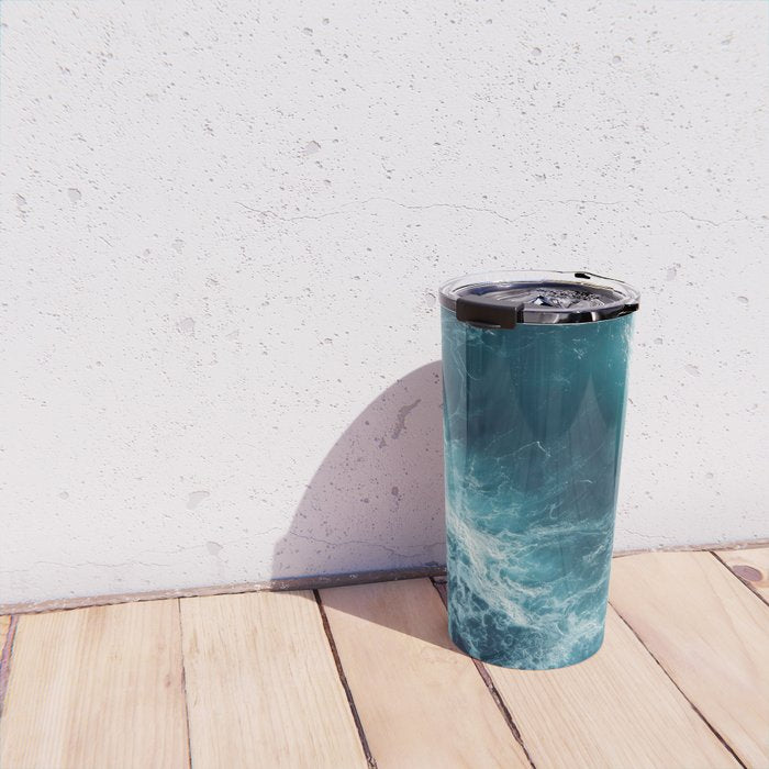 Celestial Currents Aerial Abstract of Ocean Foam Travel Mug Gallery Image 4