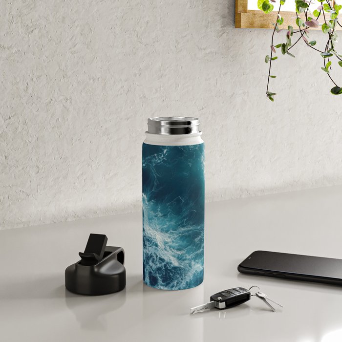 Celestial Currents Aerial Abstract of Ocean Foam Water Bottle Gallery Image 4