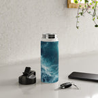 Celestial Currents Aerial Abstract of Ocean Foam Water Bottle Gallery Image 4