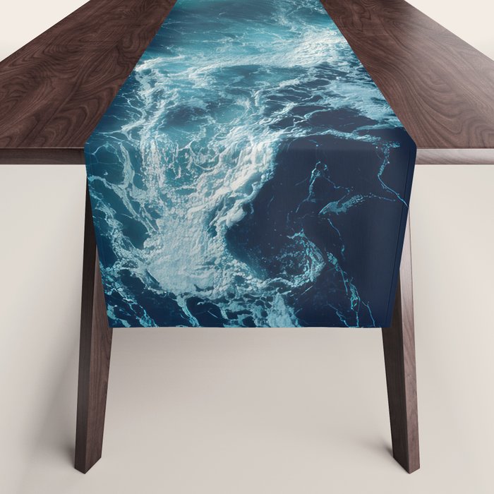 Celestial Currents Aerial Abstract of Ocean Foam Table Runner Gallery Image 1