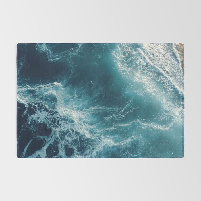 Celestial Currents Aerial Abstract of Ocean Foam Rug Gallery Image 2