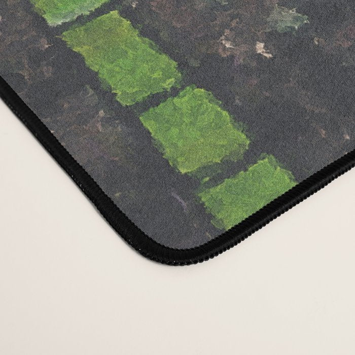 Through the Nishigi Forest - Nature Ukiyo Landscape in Green & Pink Desk Mat Gallery Image 4