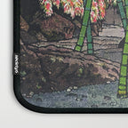 Through the Nishigi Forest - Nature Ukiyo Landscape in Green & Pink Laptop Sleeve Gallery Image 3