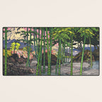 Through the Nishigi Forest - Nature Ukiyo Landscape in Green & Pink Desk Mat Gallery Image 3