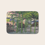 Through the Nishigi Forest - Nature Ukiyo Landscape in Green & Pink Bath Mat Gallery Image 1