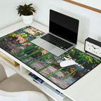 Through the Nishigi Forest - Nature Ukiyo Landscape in Green & Pink Desk Mat Gallery Image 2