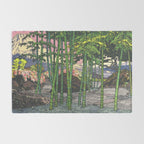Through the Nishigi Forest - Nature Ukiyo Landscape in Green & Pink Rug Gallery Image 2