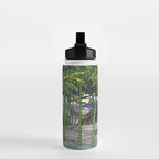 Through the Nishigi Forest - Nature Ukiyo Landscape in Green & Pink Water Bottle Gallery Image 2
