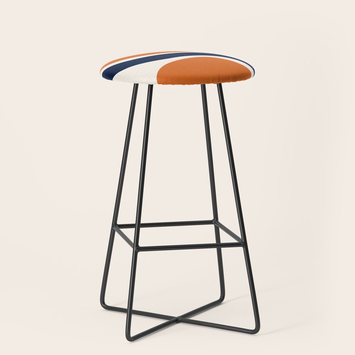 Abstract Shapes 66 in Vintage Orange and Navy Blue Stool Gallery Image 1