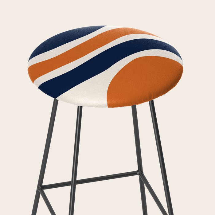Abstract Shapes 66 in Vintage Orange and Navy Blue Stool Gallery Image 2
