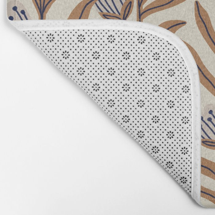 Bellflower Pattern / Brown, Ivory & Grey Bath Mat Gallery Image 2