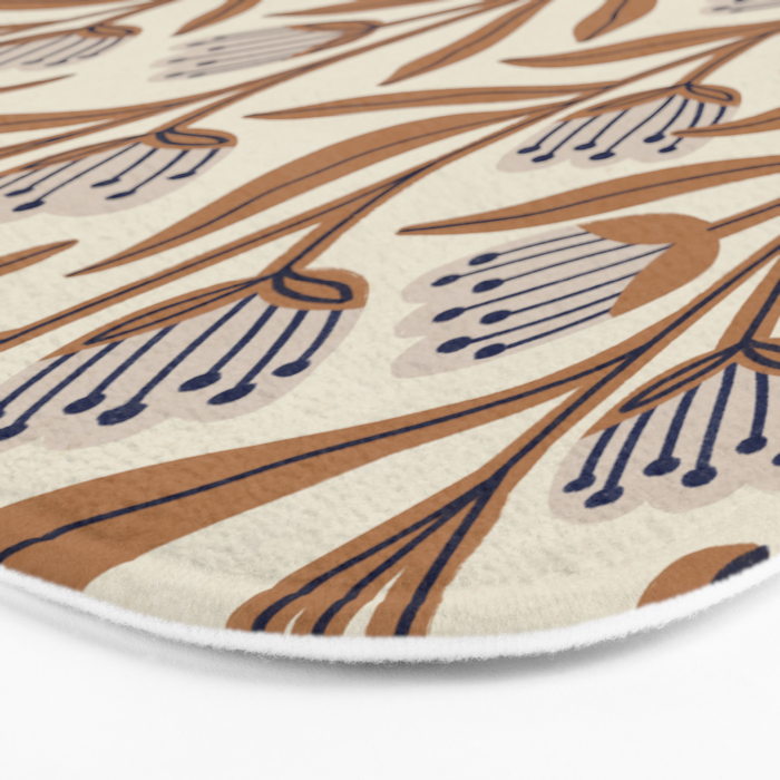 Bellflower Pattern / Brown, Ivory & Grey Bath Mat Gallery Image 3