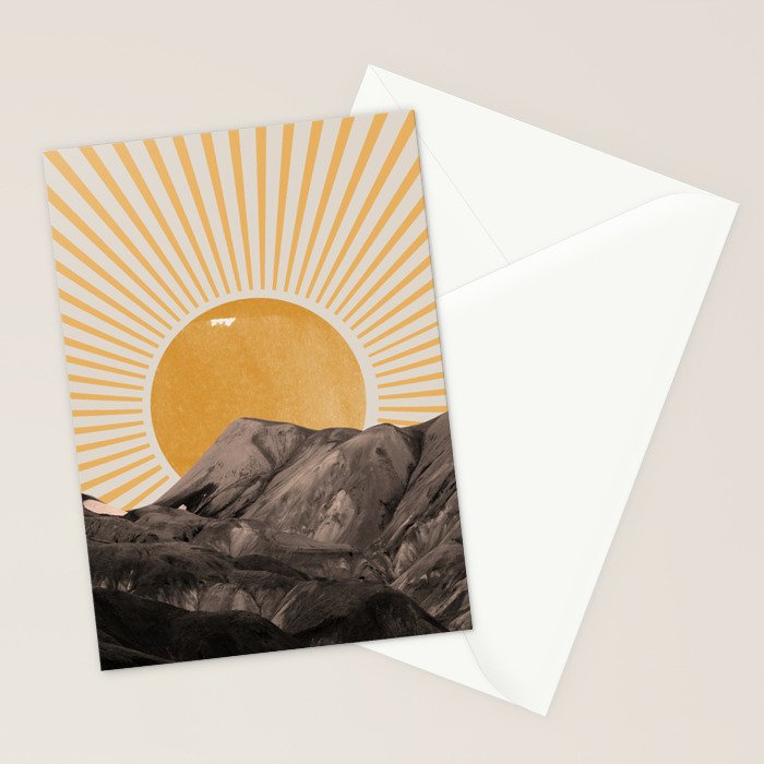 Abstract Landscape, Mountain and Sunshine Stationery Card Gallery Image 2