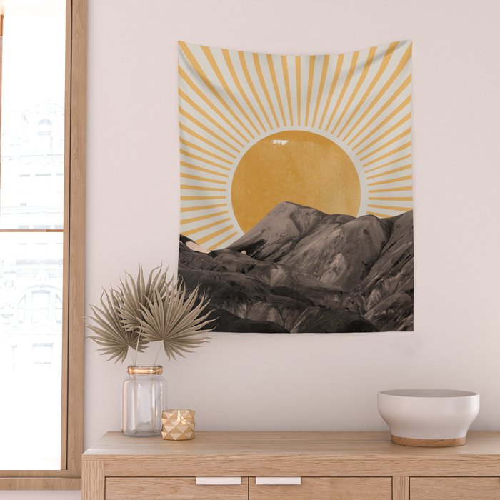 Abstract Landscape, Mountain and Sunshine Wall Tapestry Gallery Image 2