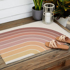 Gradient Arch VII Earthy Pastel Mid Century Modern Rainbow Outdoor Rug Gallery Image 2