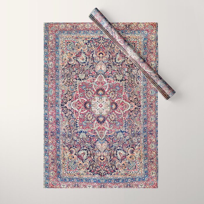 Kashan Central Persian Rug Print Wrapping Paper Gallery Image 1