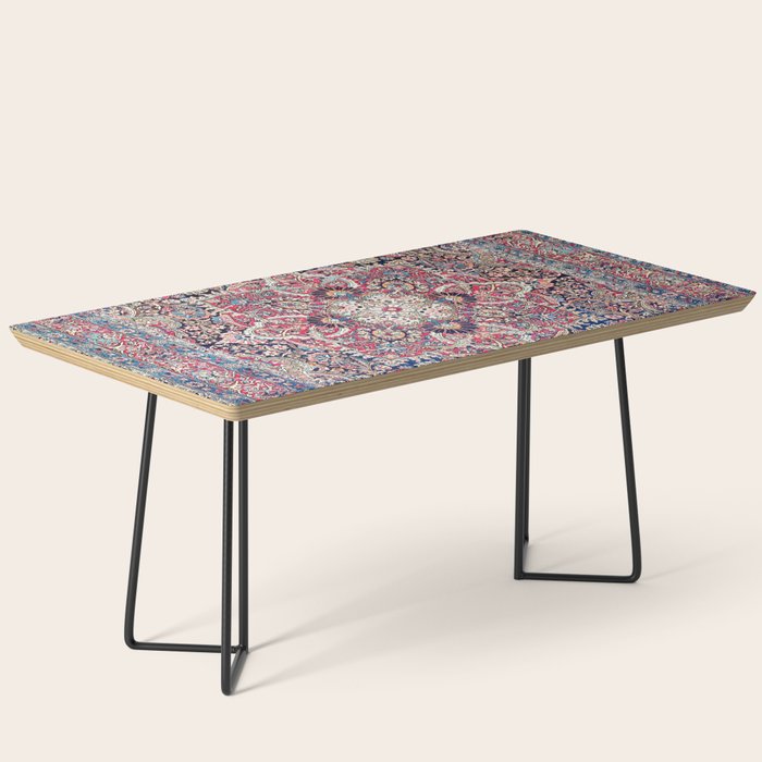 Kashan Central Persian Rug Print Coffee Table Gallery Image 1