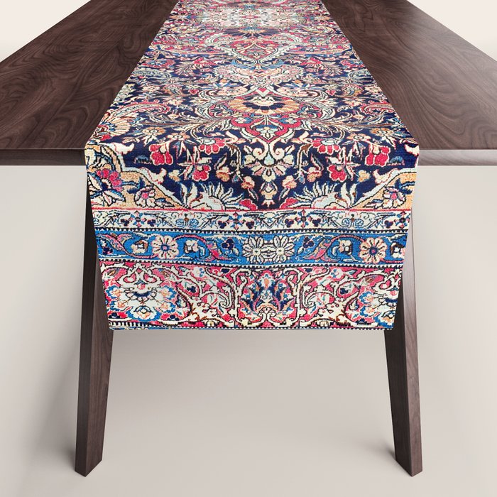 Kashan Central Persian Rug Print Table Runner Gallery Image 1