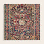 Kashan Central Persian Rug Print Wood Wall Art Gallery Image 1