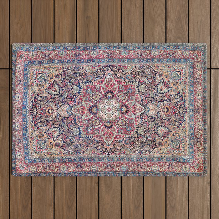 Kashan Central Persian Rug Print Outdoor Rug Gallery Image 1