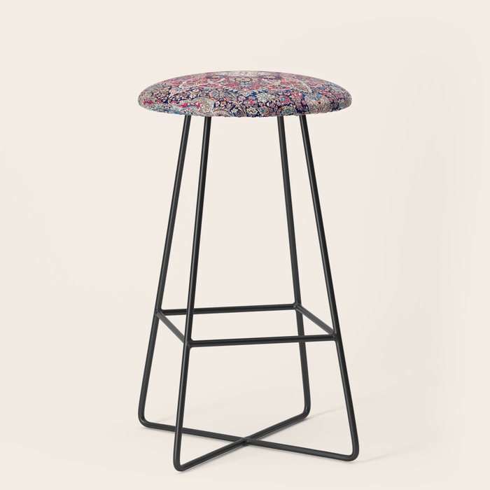 Kashan Central Persian Rug Print Stool Gallery Image 1