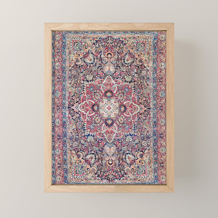 Kashan Central Persian Rug Print Mini Art Print Gallery Image 1