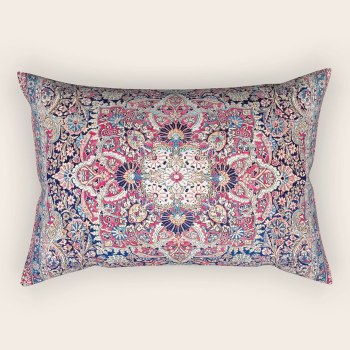 Kashan Central Persian Rug Print Rectangular Pillow Gallery Image 1