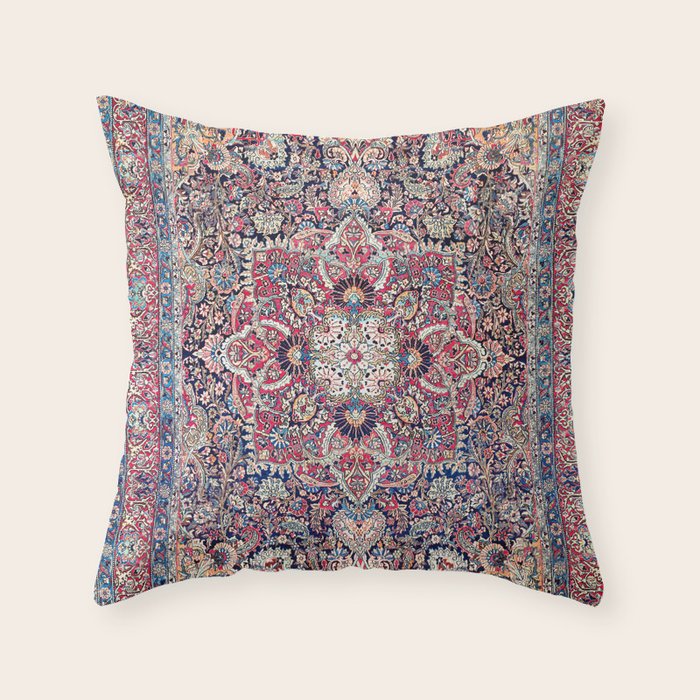 Kashan Central Persian Rug Print Throw Pillow Gallery Image 1