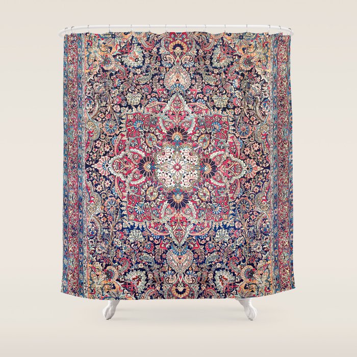 Kashan Central Persian Rug Print Shower Curtain Gallery Image 1