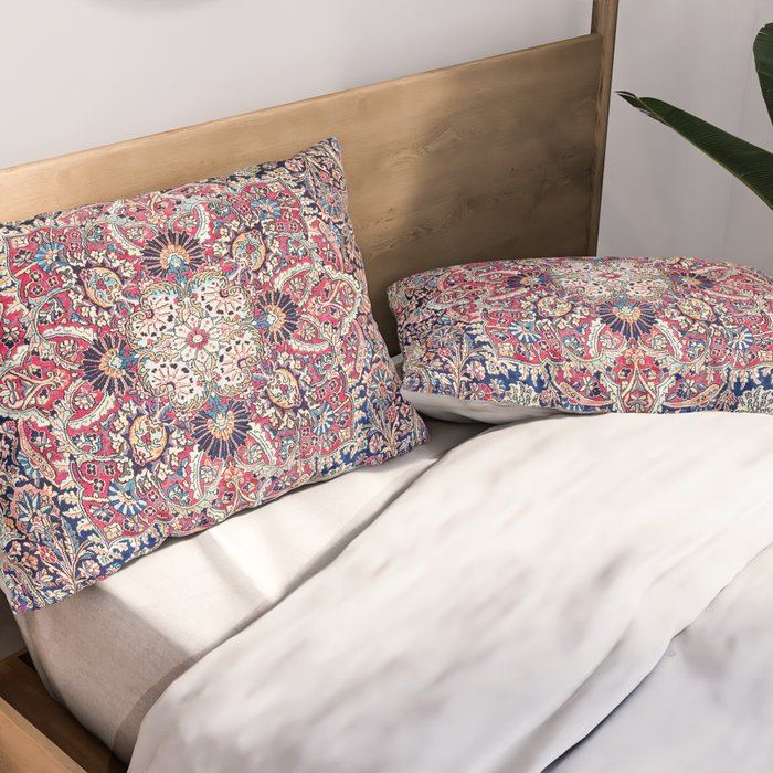 Kashan Central Persian Rug Print Pillow Sham Gallery Image 2