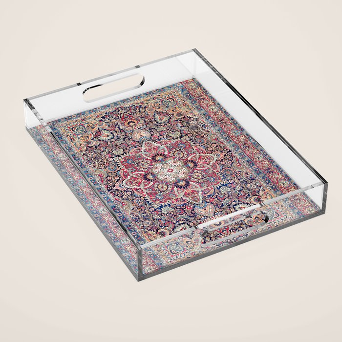 Kashan Central Persian Rug Print Acrylic Tray Gallery Image 1
