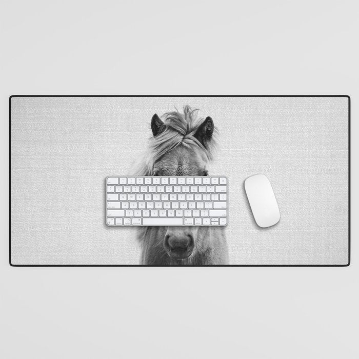 Wild Horse - Black & White Desk Mat Gallery Image 1