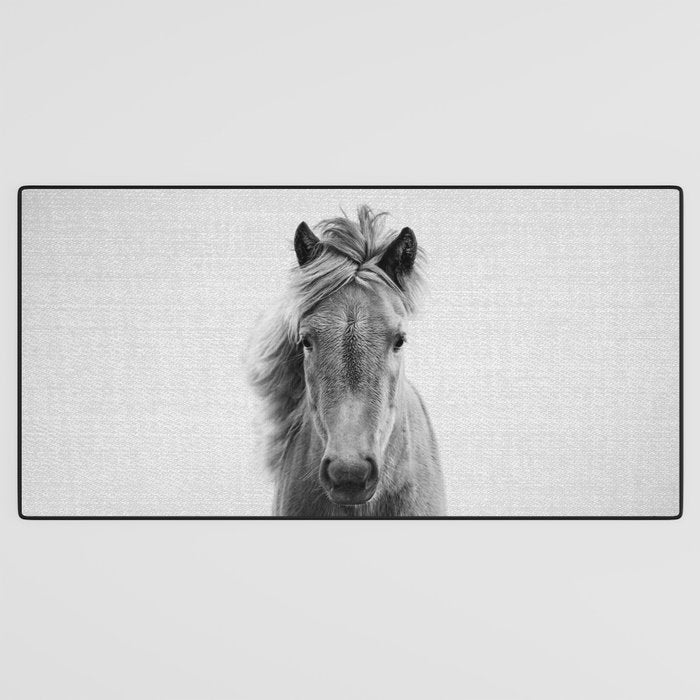 Wild Horse - Black & White Desk Mat Gallery Image 3