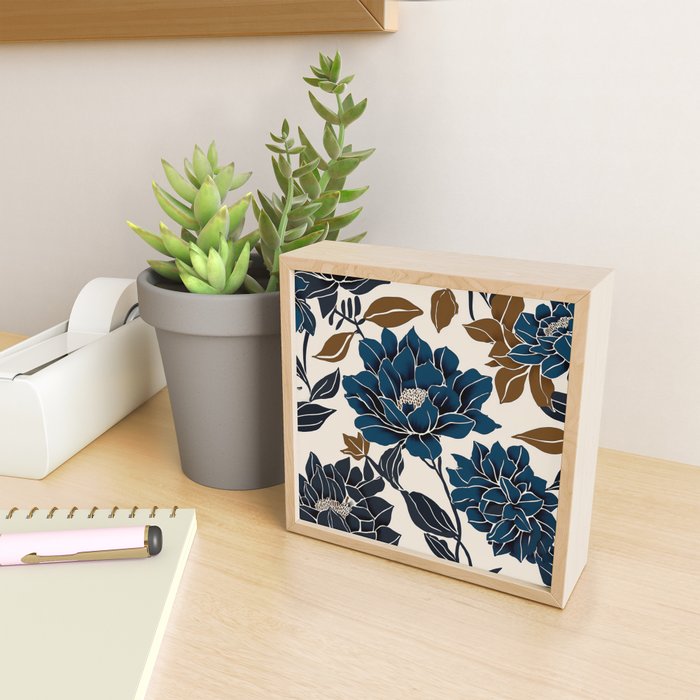 Modern Navy Floral Elegance Mini Art Print Gallery Image 2