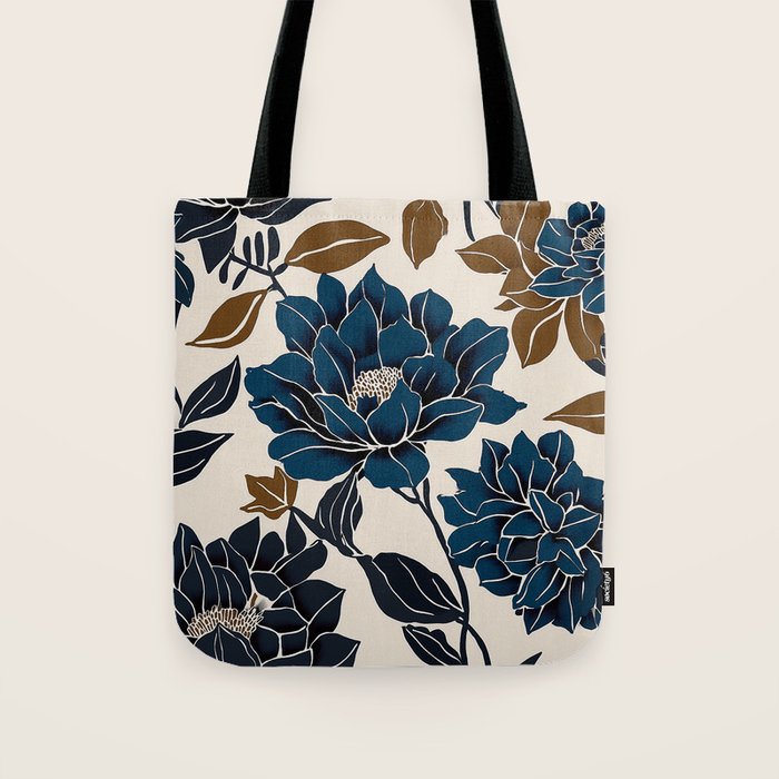 Modern Navy Floral Elegance Tote Bag Gallery Image 1