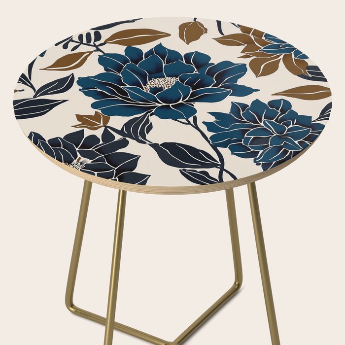 Modern Navy Floral Elegance Side Table Gallery Image 2