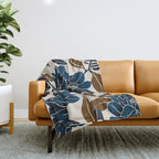Modern Navy Floral Elegance Throw Blanket Gallery Image 1