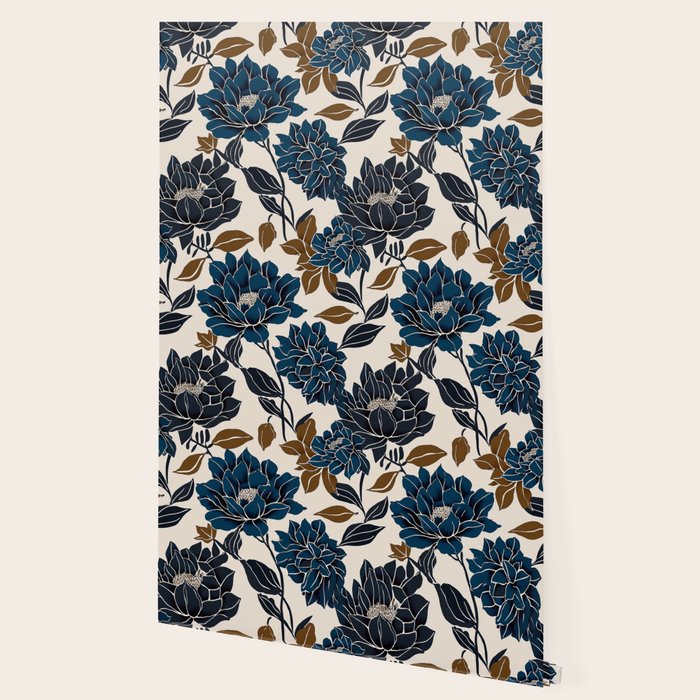 Modern Navy Floral Elegance Wallpaper Gallery Image 2