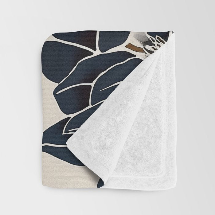 Modern Navy Floral Elegance Throw Blanket Gallery Image 3