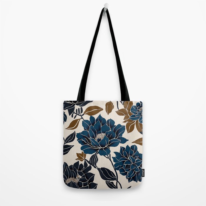Modern Navy Floral Elegance Tote Bag Gallery Image 2