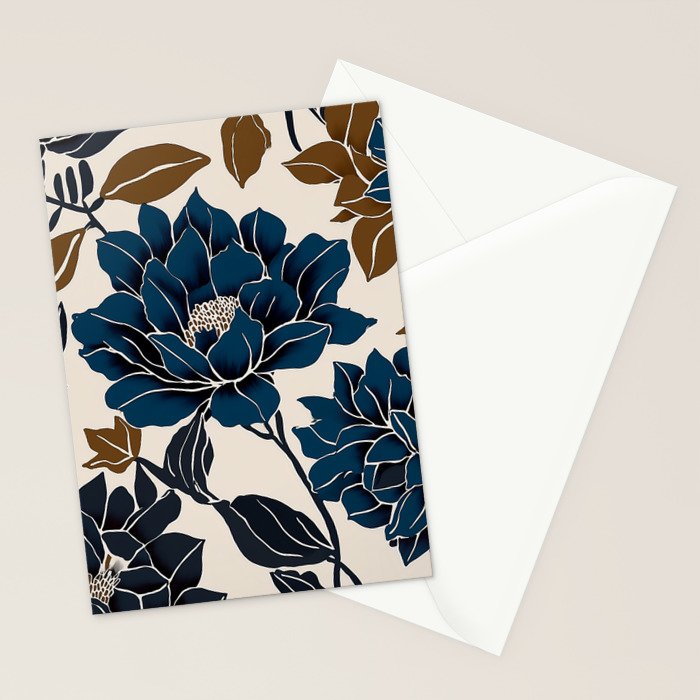 Modern Navy Floral Elegance Stationery Card Gallery Image 2