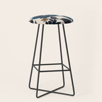 Modern Navy Floral Elegance Stool Gallery Image 1