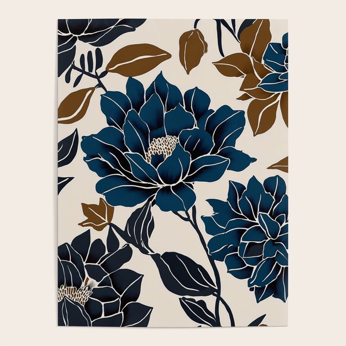 Modern Navy Floral Elegance Poster Gallery Image 1